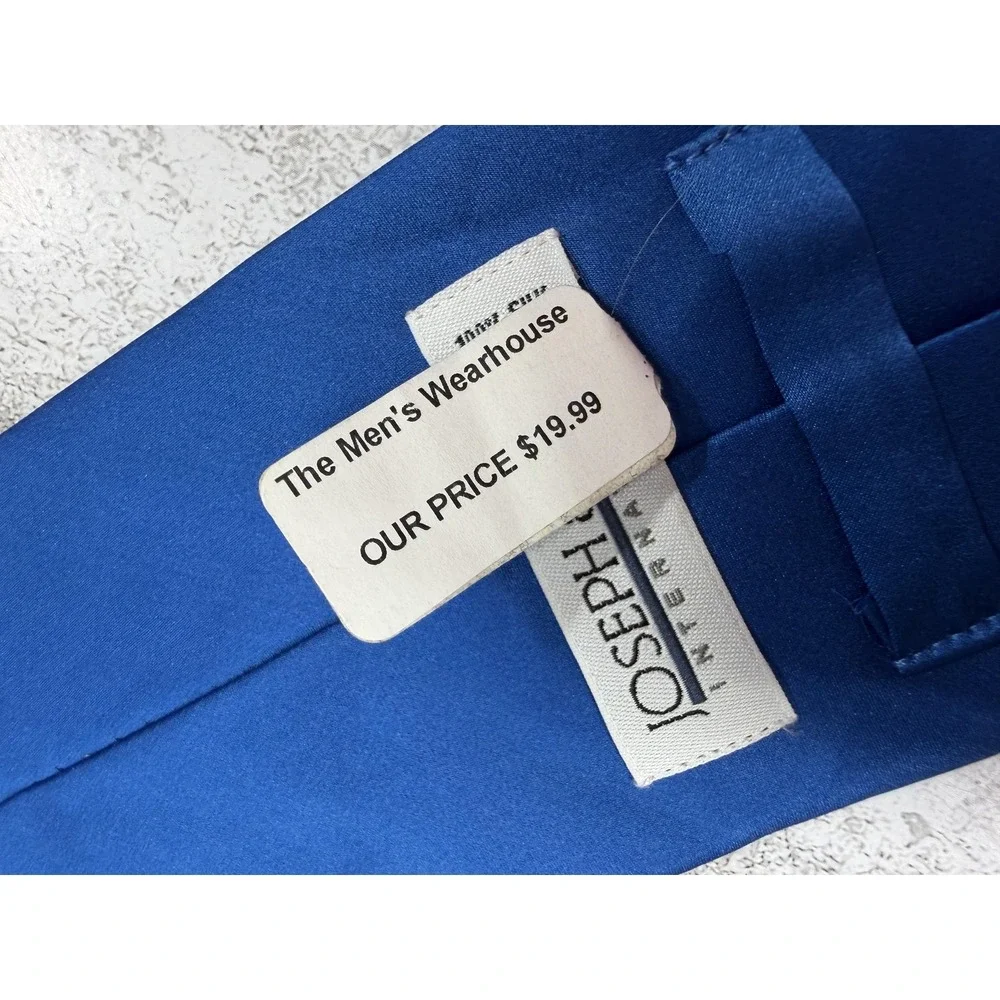 Joseph &‎ Feiss 100% Silk Tie Mens One Size Blue Solid Satin Classic Necktie